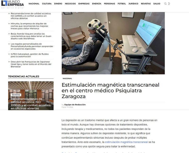 Estimulación magnética transcraneal en Psiquiatra Zaragoza