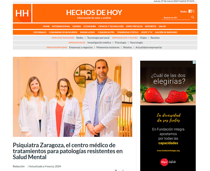 Centro médico en Zaragoza para tratamientos para patologías resistentes en salud mental