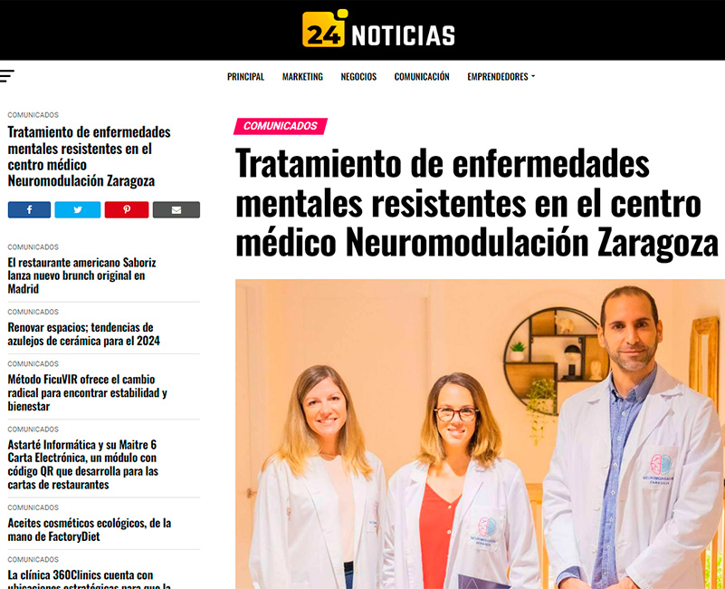 Tratamiento de enfermedades mentales resistentes en el centro médico Neuromodulación Zaragoza